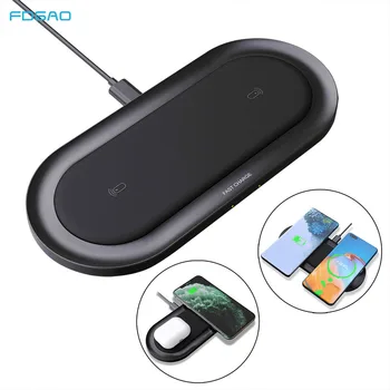

20W Qi Wireless Charger For Samsung S9 S10 S20 Huawei P30 Pro Desktop 2 in 1 Dual 10W Fast Charging Pad For iPhone 11 XS XR X 8