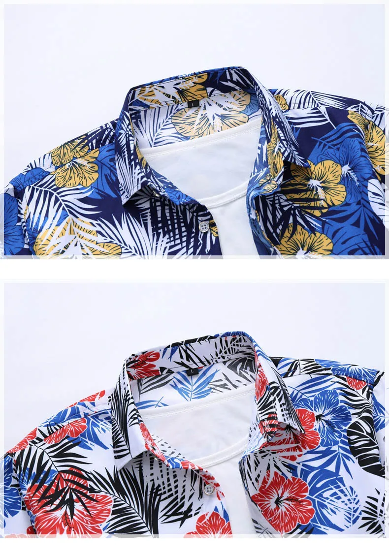 45 кг-120 кг размера плюс 5XL 6XL 7XL Летняя мужская гавайская рубашка, мужская повседневная рубашка с принтом, пляжные рубашки с коротким рукавом