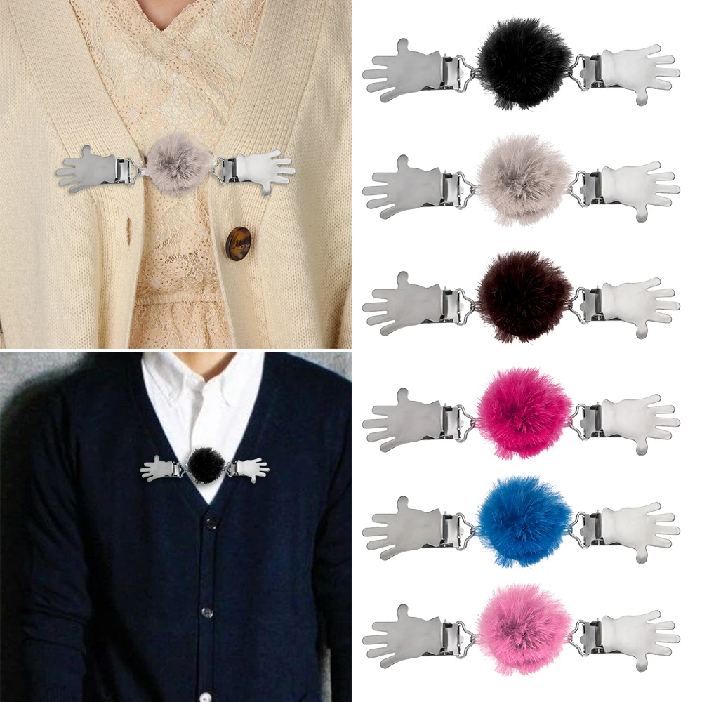 

1 Pc Rabbit Fur Ball Cardigan Clip Shawl Brooch Pin Soft Fur Pompom Fluffy Sweater Clips Fashion Women Clothes Accessories
