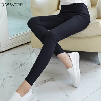 

Pants Women Simple Pencil Trousers High Waist Slim Solid Trendy Female Korean Pockets Womens Fashion Students Casual Large Size