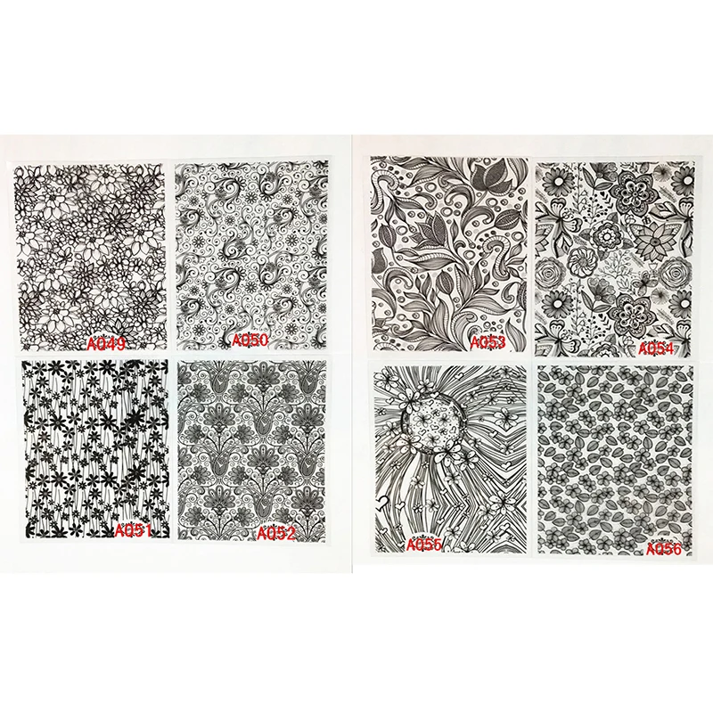 Black 8Sheets/Set Metal openwork nail sticker nail art sequins nail metal decorations nail decals nail art accessoire nail supplies - Цвет: Black