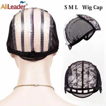 

Alileader Cheap Adjustable Wig Caps S/M/L 1Pcs Base Cap Black Weaving Wig Tool Glueless Lace Wig Caps Weave Cap For Making A Wig