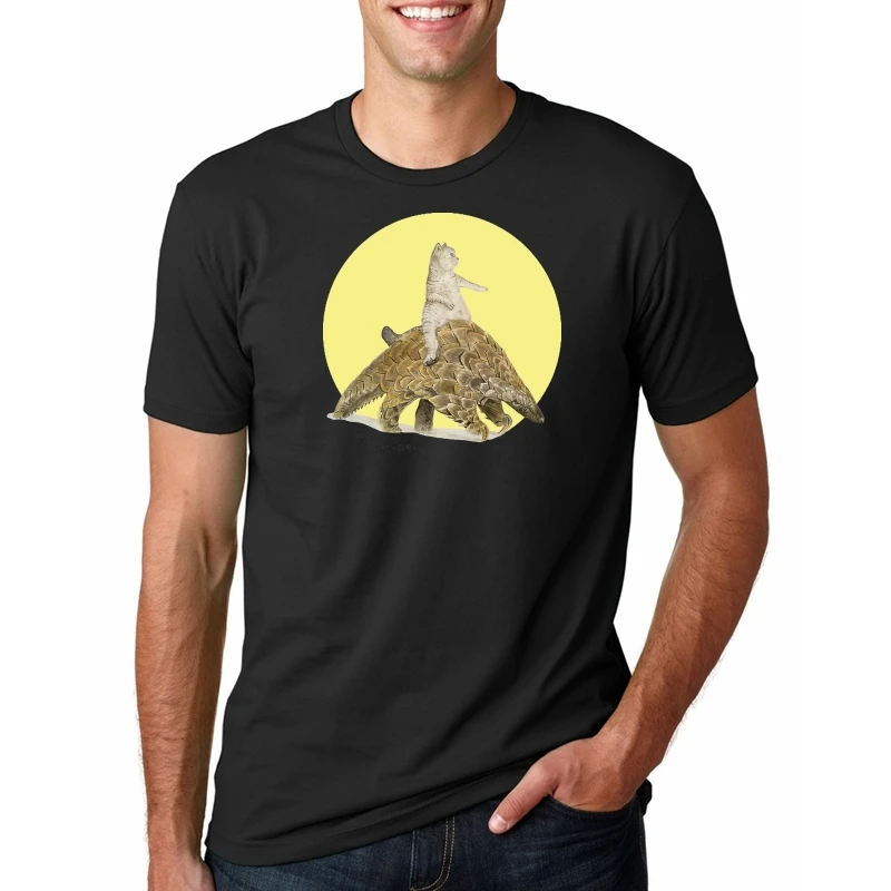 2019 модная летняя повседневная футболка мужская с котом и панголином популярная