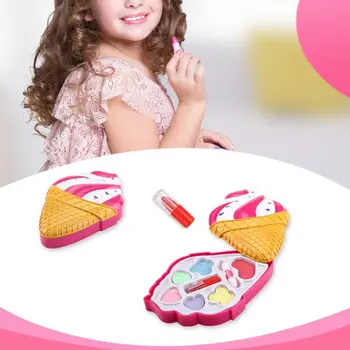 

Kids Girl Princess Makeup Cosmetic Suit Toys Box Ice Cream Shaped Beauty Bag Pretend Play for Travel