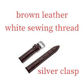 brown white silver Высокое Качество ремешок для часов из натуральной кожи набор пистонов с заклепками ящик для инструментов/12/13/14/15/16/17/18/19/20/21/22/23/24 мм наконечник Ширина ремешок для часов - Цвет ремешка: brown white silver