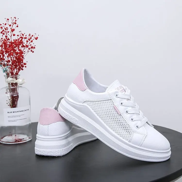 

2019 Summer New Style through Network Hollow out White Shoes Women's Shoes Punched Sheet Surface STUDENT'S Shoes Versatile Skate