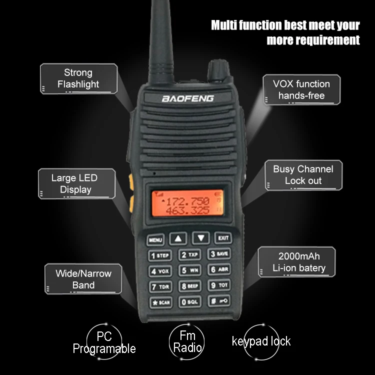 Baofeng UV-82 S 5 Вт 2000 мАч двухдиапазонный 136-174 и 400-520 МГц Ручной радио UV-82S