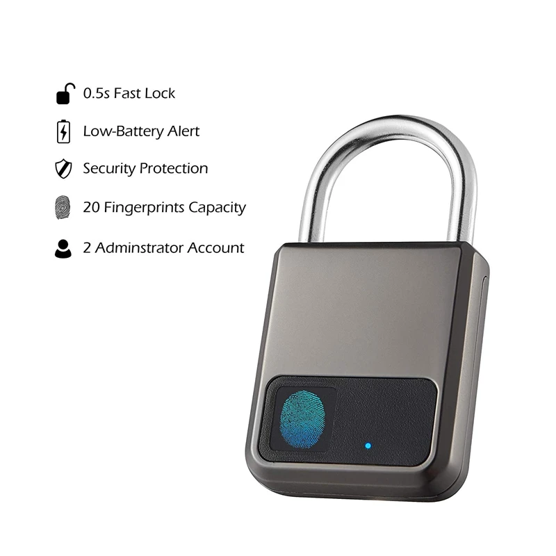 

Fingerprint Padlock,Smart Padlock,Combination Lock, Suitable for House Door, Bookcase, Suitcase, Backpack, Gym, Bike, Office, Su