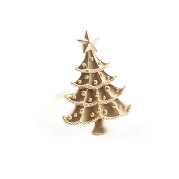 

12Pcs Creative Golden Christmas Tree Napkin Ring Napkin Buckle Western Restaurant Napkin Ring Electroplated Towel Buckle Hotel T