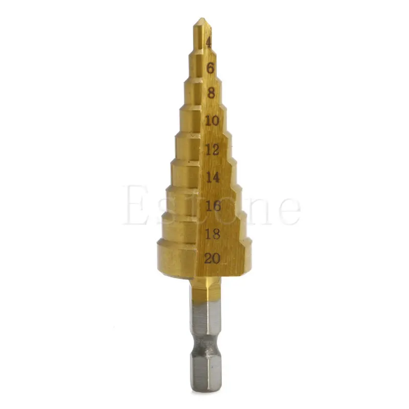 

Drop Shipping HSS Steel Step Cone Titanium Drill Bit Hole Cutting Tool 4-20mm