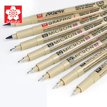 

Sakura Pigma Micron Neelde Soft Brush Drawing Pen Fineliner Cartoon Archival Ink Stationery Animation Art Supplies Marker