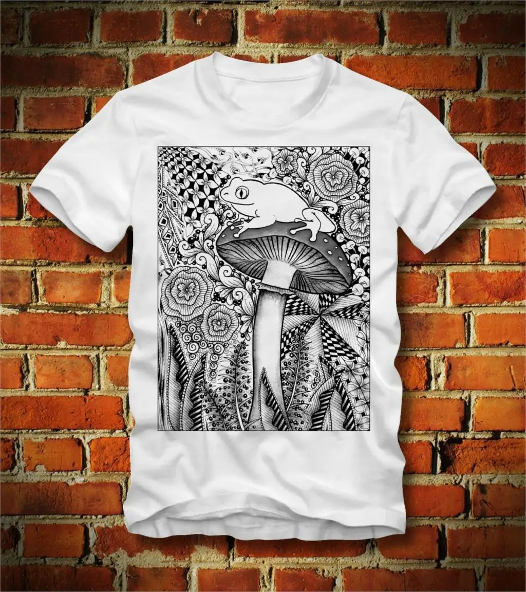 

T SHIRT MAGIC MUSHROOM PSYCHEDELIC LSD PSYCHOACTIVE FROG TOAD MDMACool Casual pride t shirt men Unisex Fashion tshirt