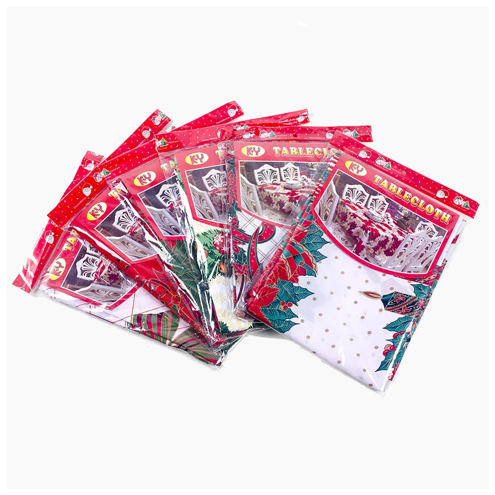 Рождественская скатерть Poinsettia цветочная ткань жаккардовая Рождественская скатерть дерево колокольчики бант свечи печать Рождественский Декор скатерти