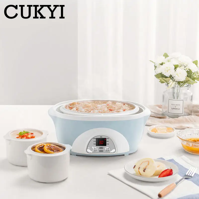 Electric slow cooker Soup Tonic baby Supplement Porridge Stew pot Water Bath Simmer Ceramic tank 2.8L Multicooker Anti-dry burn