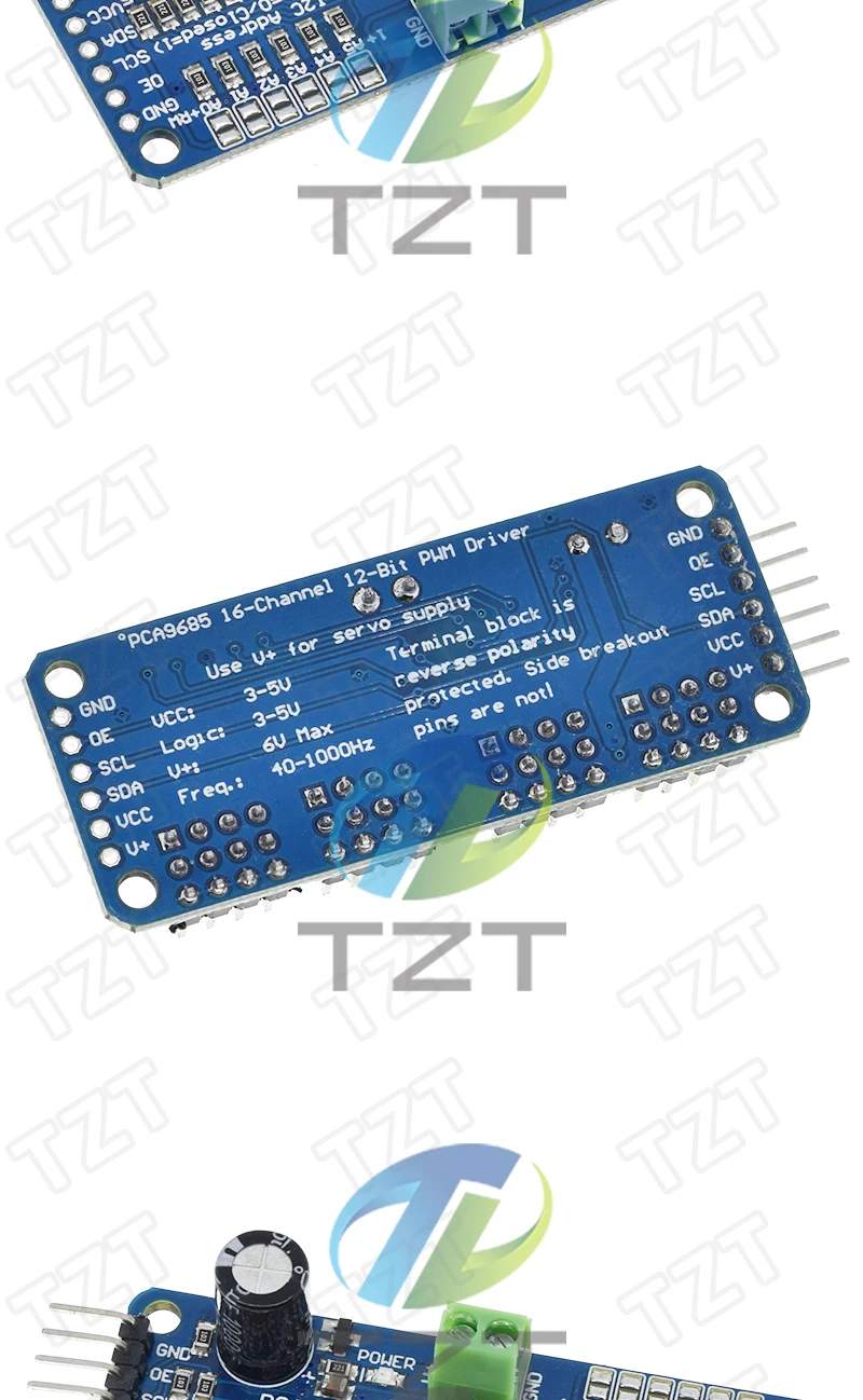 TZT 1/2/5 Stück PCA9685PW 16 Kanal 12-Bit PWM/Servo-Treiber-I2C-Schnittstelle PCA9685-Modul Raspberry Pi Shield Modul Servo Shield – Detail 11