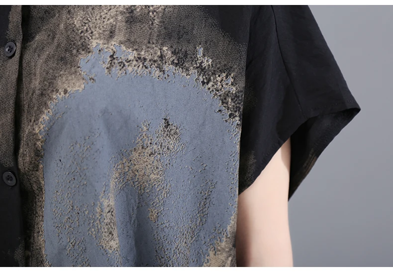 New Fashion Painted Style Black Vintage Shirt Dress