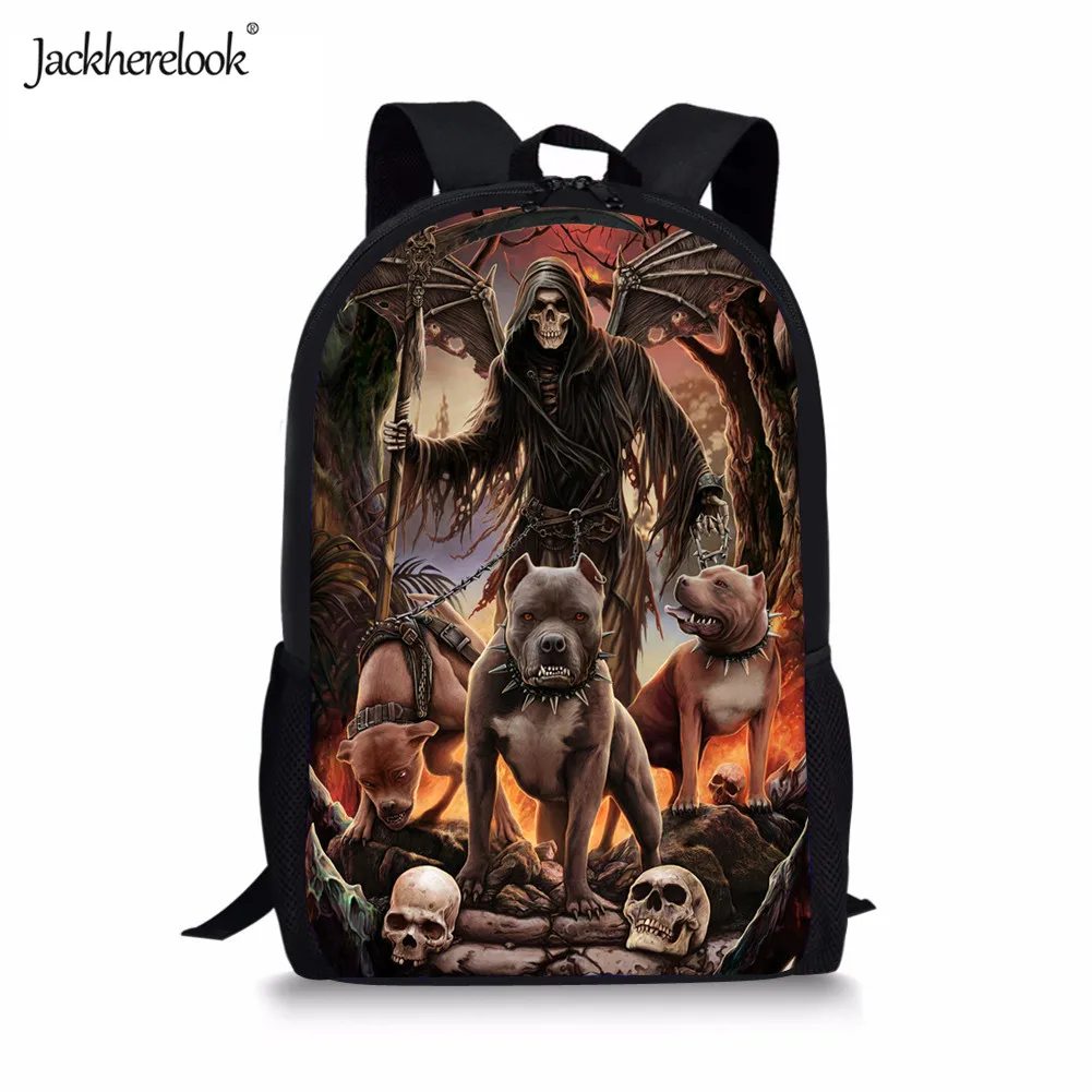 Jackherelook новые модные крутые школьные сумки с принтом скелета для мальчиков и девочек, школьные рюкзаки для школьников, Детская сумка