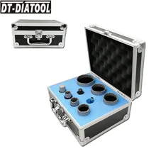 DT-DIATOOL, 9 шт./комплект, вакуумное паяное алмазное сверло, отверстие, набор пилы, сверлильные коронки M14, резьбовые наконечники и адаптер для плитки