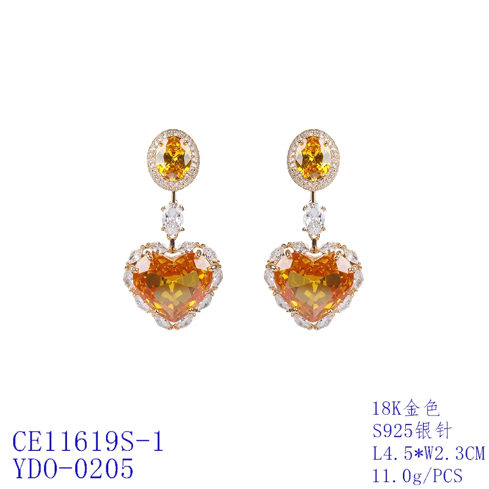 Lovely Heart CZ Earrings for Wedding Bride Crystals Dangle Earring for Women,Popular Jewelry Accessories CE11619