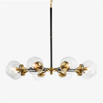 

Nordic All-copper Design Living Room Chandelier Restaurant Magic Bean Chandelier Post Modern Spherical Bedroom Lamps LED Bulbs