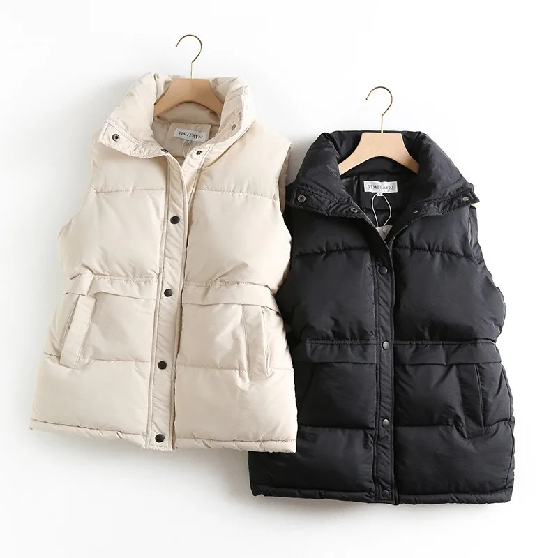 

Fashion Vest Solid Winter Thick Sleeveless Cotton Soft Warm Jackets with Pockets Christmas Vest Present Women's Clothing -85