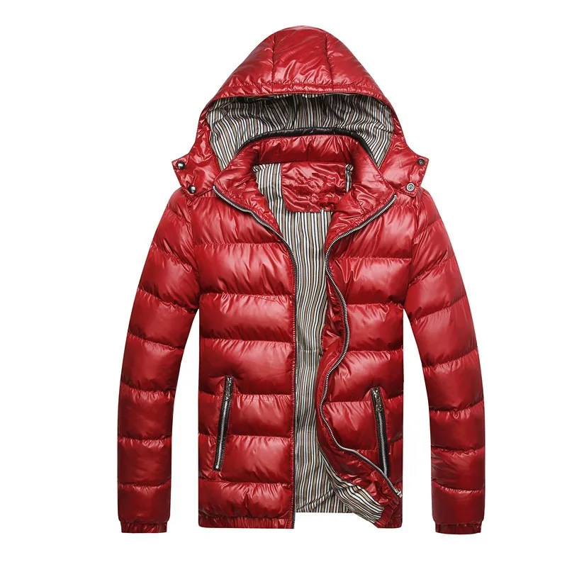 CYSINCOS зимняя куртка, пальто для мужчин, Модная хлопковая теплая Толстая парка, мужская повседневная утепленная одежда с капюшоном и длинным рукавом, ветровка - Цвет: red