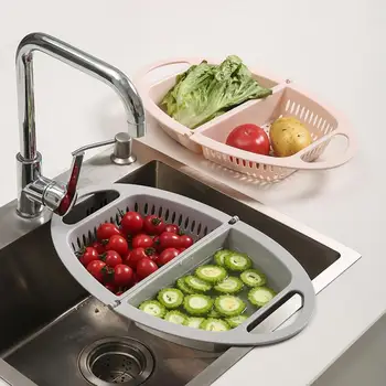 

Foldable Drain Basket Colander Fruit Vegetable Washing Basket Strainer Collapsible Drainer With Handle Kitchen Storage Tools