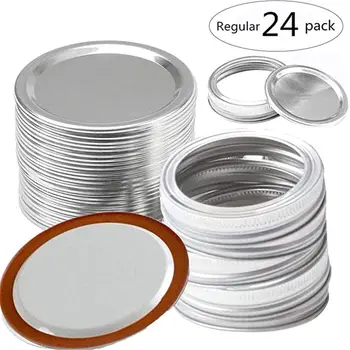 

24 Pcs Regular/Wide Mouth Canning Lids for Mason Jar Storage Leak Proof Secure Canning Lids Include Band