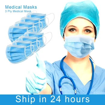 

Disposable Face Masks 50pcs 3 Ply Dustproof & Waterproof Mask Facial Protective Cover Mask IN STOCK