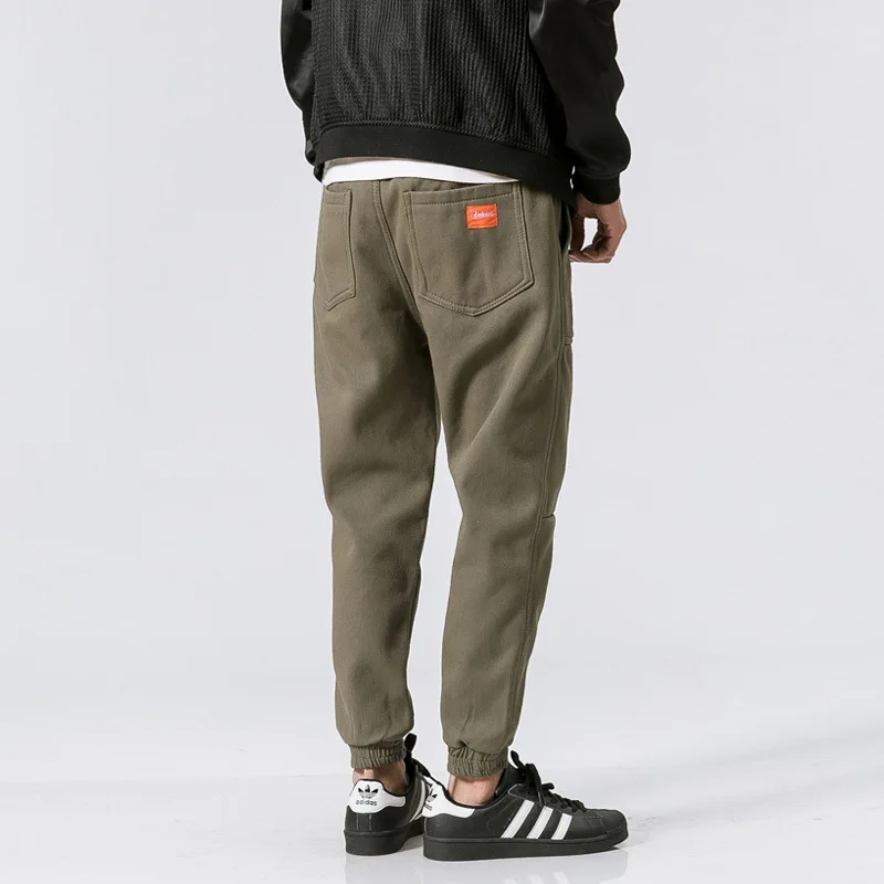 Комбинезон с нагрудником, мужские брюки с бархатом, мужские корейские стильные популярные брендовые свободные мужские повседневные штаны, осенние и зимние обтягивающие р - Цвет: Army Green