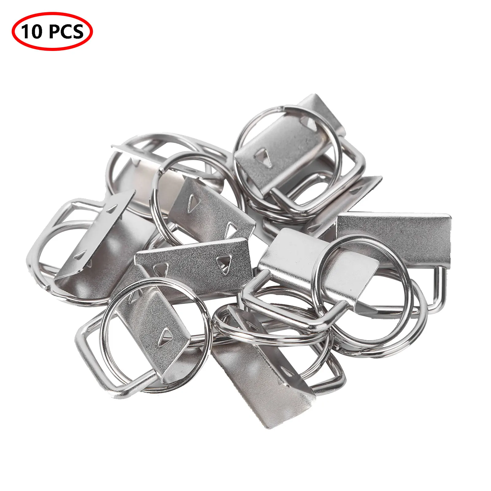 

10Pcs Metal Key Chain Cotton Tail Clips DIY Hardware Keyring With Split Ring For Webbing Luggage Handbag Accessories Supplies