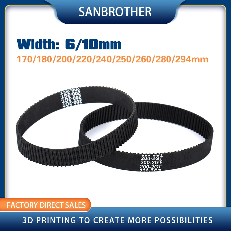 3D Printer Parts C-19 GT2 Closed Loop Rubber 2GT Timing Belt Width 6mm 10mm Length 170 180 200 220 240 250 260 280 294mm hp printhead