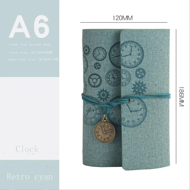 Retro cyan A A6 в стиле ретро с отрывным листом, креативный ручной книга, портативный кожаный блокнот для лица, маленький ноутбук - Цвет: Retro cyan A