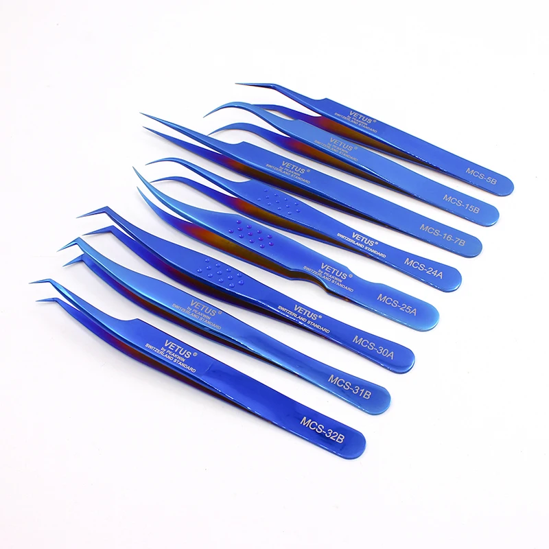 Vetus MCS Series Russian Volume Bloom Eyelash Extension Tweezers Stainless Precision Lash Tweezers Tools 1pcs eyelash tweezers