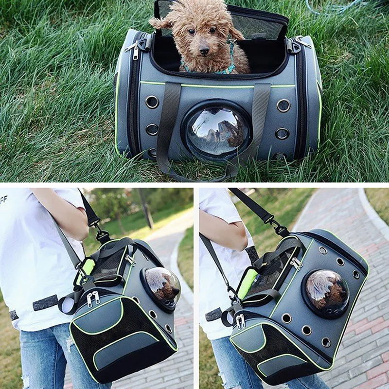  Pet Carrying Case Bag Comfortable Space Capsule Portable Cat Handbag Breathable Dog Out Bag Strap C