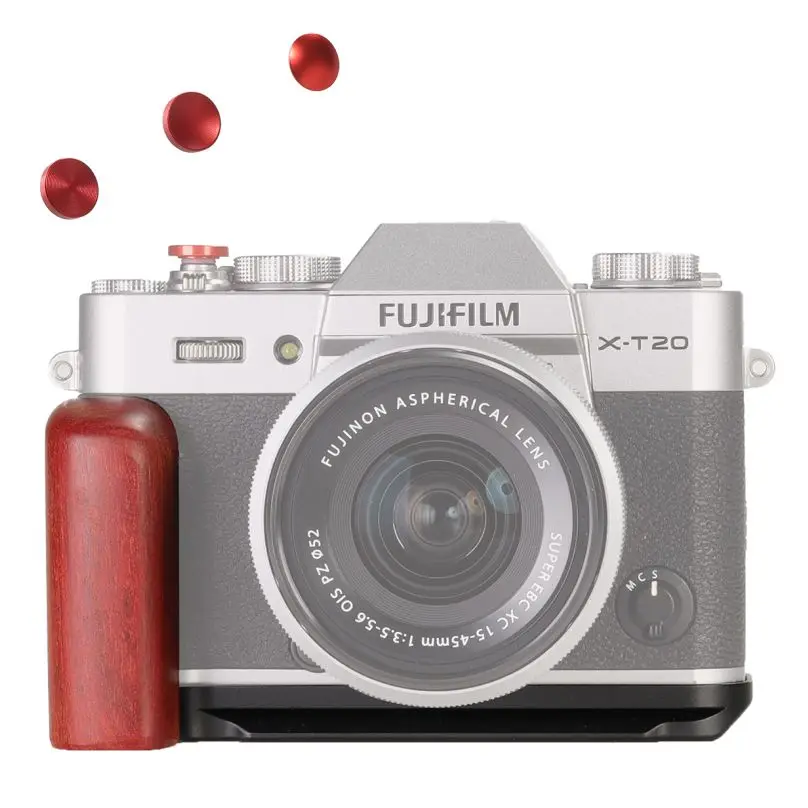 Wepoto Fujifilm X-T10 X-T20 X-T30 Impugnatura In Metallo Rosso Legno Danese Gp-Xt20
