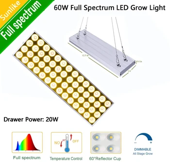 

60W Full Spectrum LED Grow Light Sunlike Plant Growing Lamp Veg Flower Hydroponic Greenhouse Light Indoor Plants