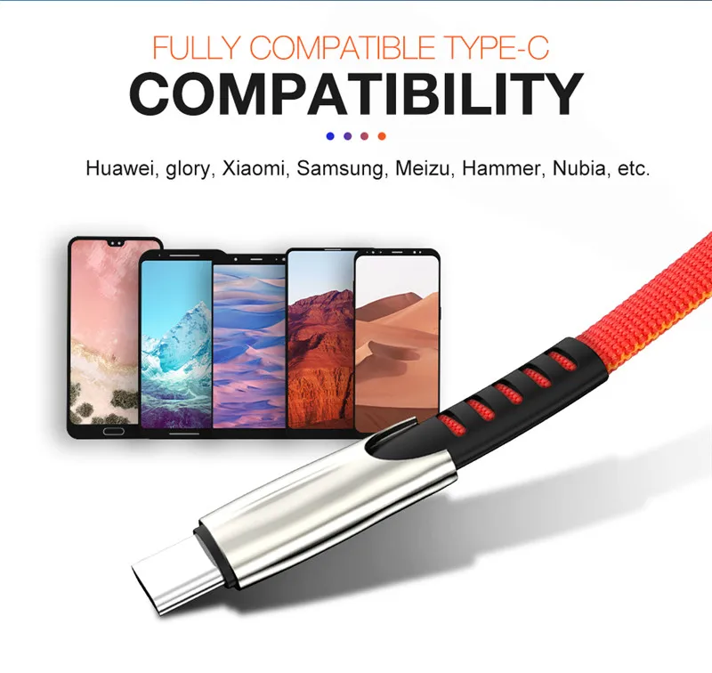 1 м 2 м 3 м usb type C кабель для huawei P30 mate 20 Pro P20 Lite USB C 5A быстрое зарядное устройство QC3.0 кабель для samsung S10 S9 S8 Plus