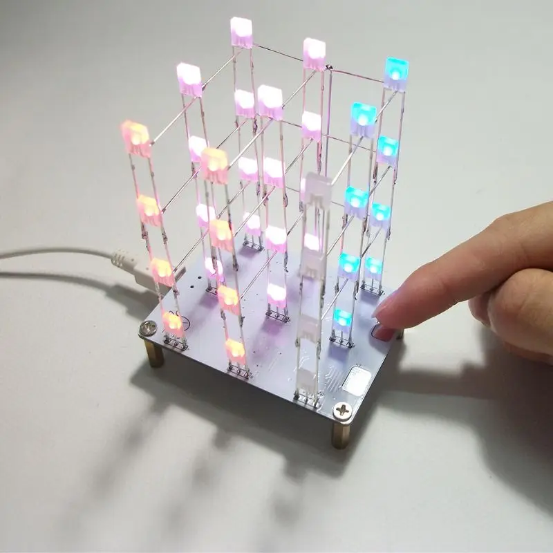 DIY Электронный комплект с сенсорным управлением 3x3x4 куб разноцветный