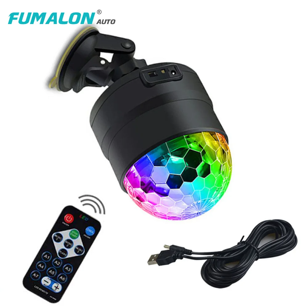 FUMALON автомобильный музыкальный голосовой контроль RGB украшение атмосфера DJ лампа лазерные вечерние дискотечный клуб красочный эффект автомобильный светильник usb зарядка