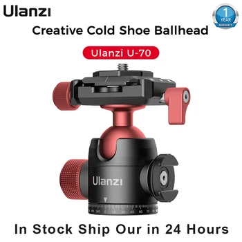 

Ulanzi U-70 Mini Metal Ballhead Pan Tilt Dual Cold Shoe Spherical Bracket Tripod Head Vlog Tripod Head Photography Accessories