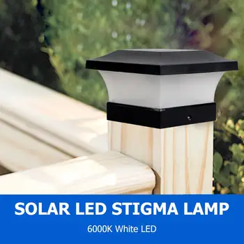 

6LED Square Solar Stigma Lamps Waterproof Outdoor Garden Door Column Light Dimmable Warm White Emergency Light for Fence Yard