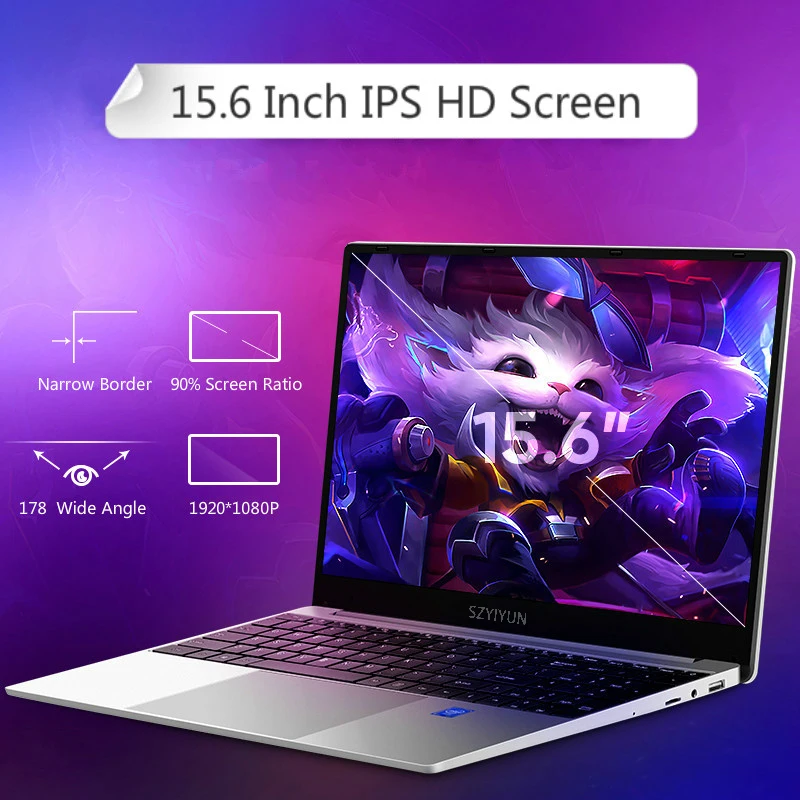 15.6 Inch Core i5-4200U Intel Laptop 8GB RAM 64G-1024G SSD Windows 10 Metal Office Notebook Computer Gaming Working Laptop