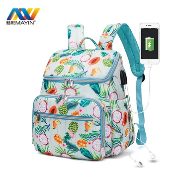 

Mummy Maternity Nappy Floral Fruit Print Bag Large Capacity Waterproof Diaper Bag Backpack Travel Stroller Women Bag