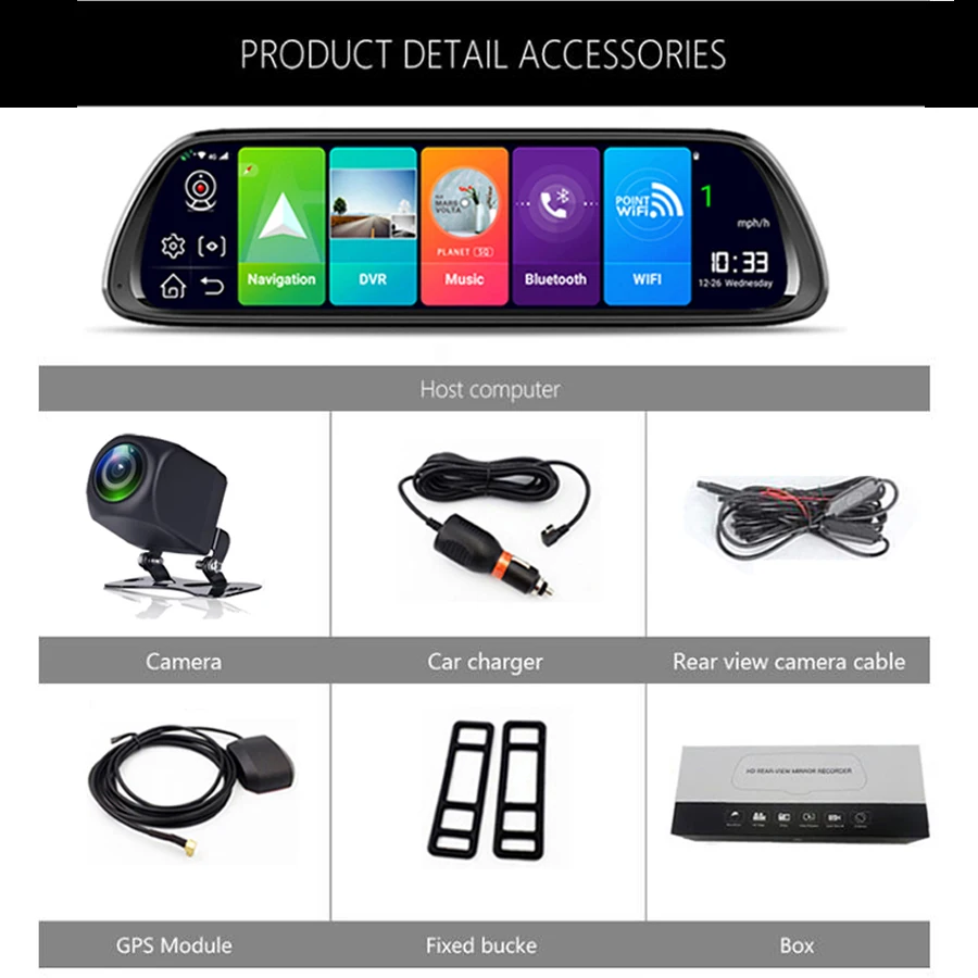 DashCam 1" 4G ADAS Android 8,1 WiFi Full HD 1080P зеркало заднего вида камера двойной объектив видеорегистратор gps навигация автомобильный видеорегистратор