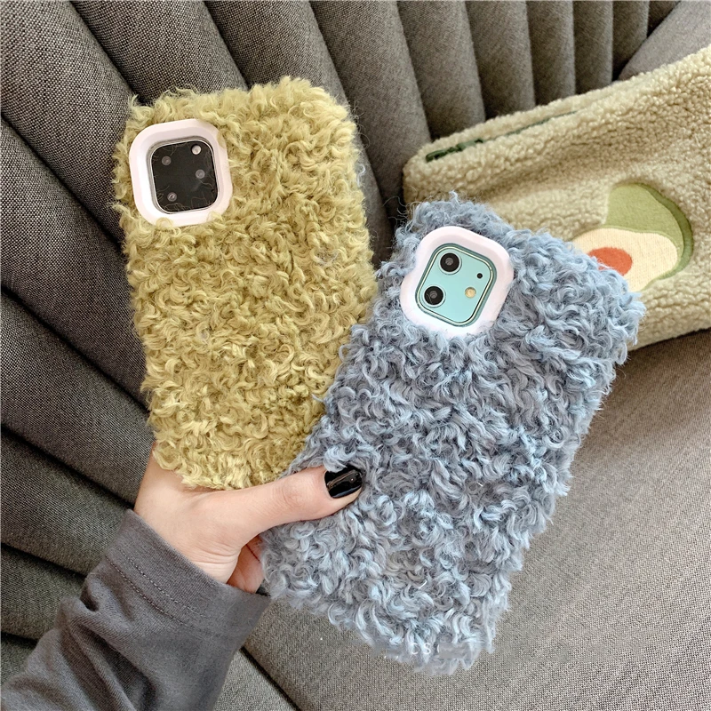 GlamPhoneCase Solid Color Plush Phone Case For iPhone11Pro/Max X XS Max XR Soft Silicone Cover For iPhone11 7 8 6 6s Plus Case
