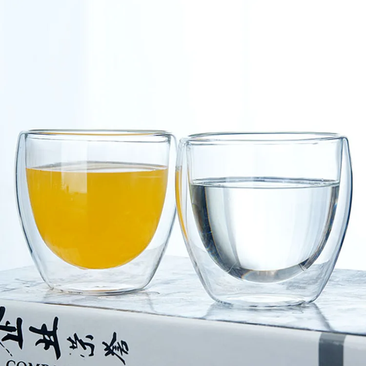 Heat Resistant Double Wall Glass Cup 80/150/250/350 Ml Beer Coffee Water Cups Transparent Cup Wholesale Drink Glass Set