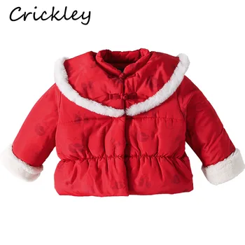 

Winter Red Baby Girls Coats Christmas Cotton Warm Kids Clothes Chinese Style Children Jacket Patchwork Toddler Outerwear Parkas