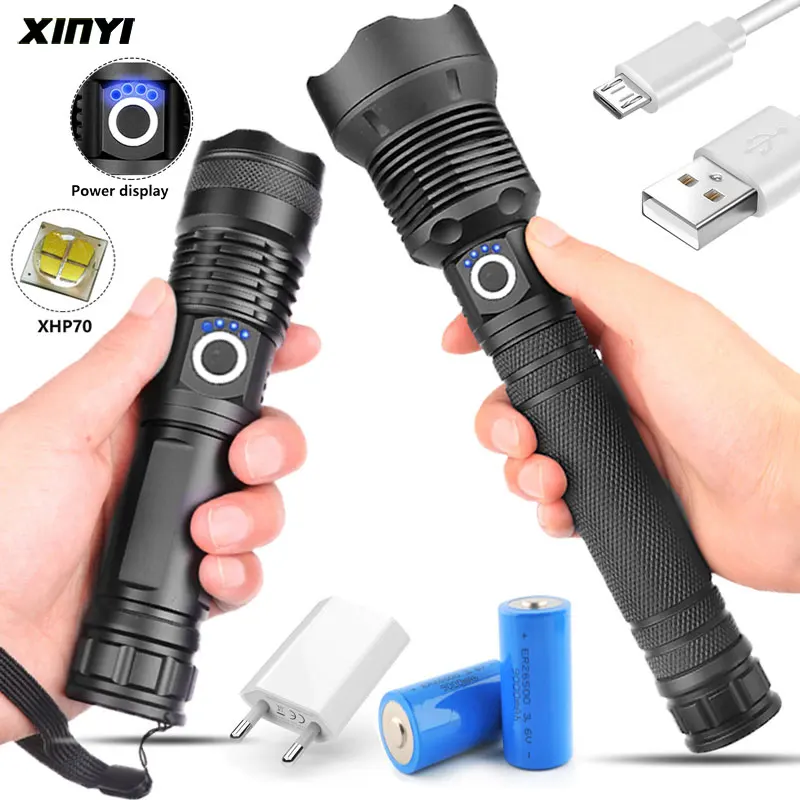 Светодиодный фонарь xhp70.2 50000 люмен самый мощный фонарик с зумом usb xhp70 xhp50
