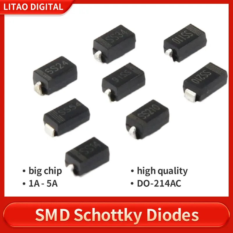 Набор диодов Schottky 80 шт./лот SMD SS16 SS14 SS110 SS24 SS26 SS34 SS210 SS54 2A-5A значения * 10 шт. |